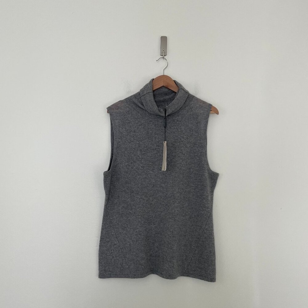 Elie Tahari Yadi Cashmere Turtleneck Sweater in Grey Melange Size XL